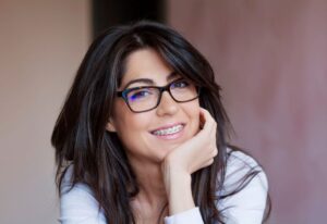 Portrait of smiling woman with braces