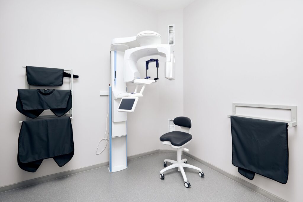 Cone beam CT scanner setup in dental office